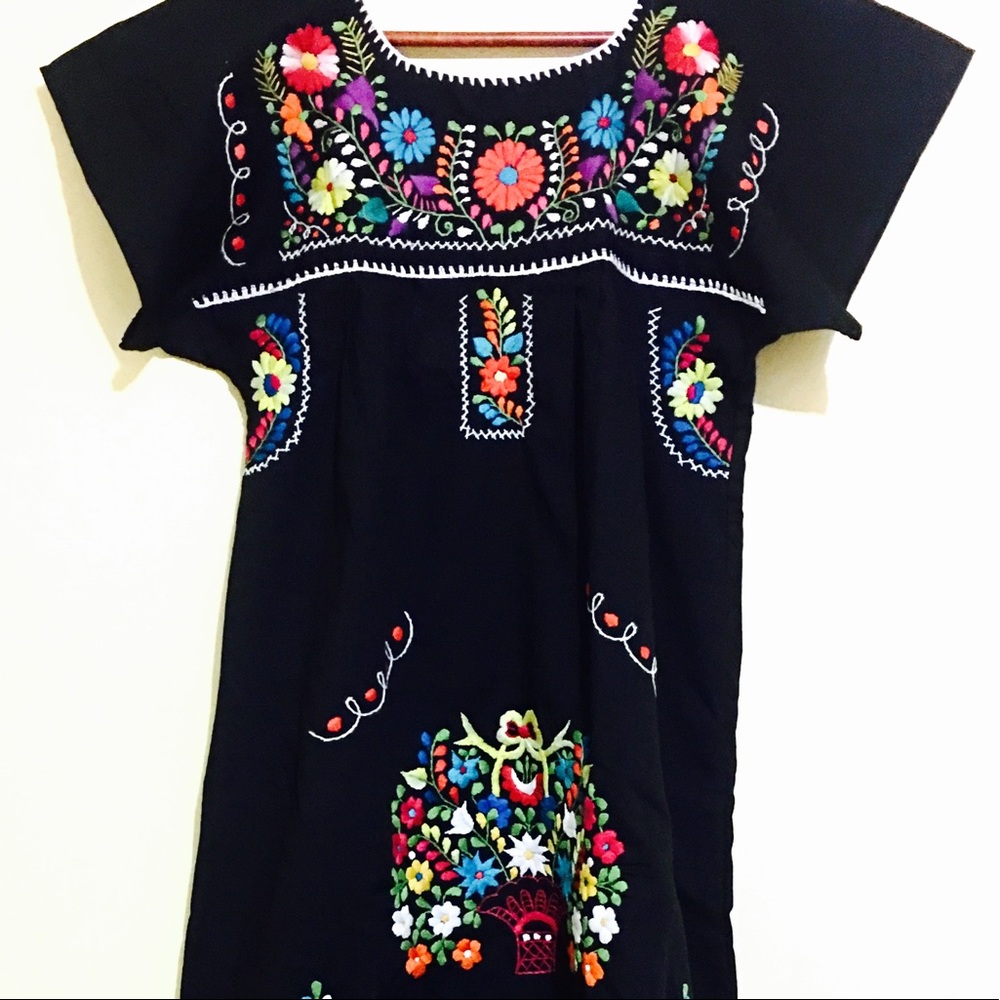 Mexican Dress Embroidered Bohemian Hippie Maxi